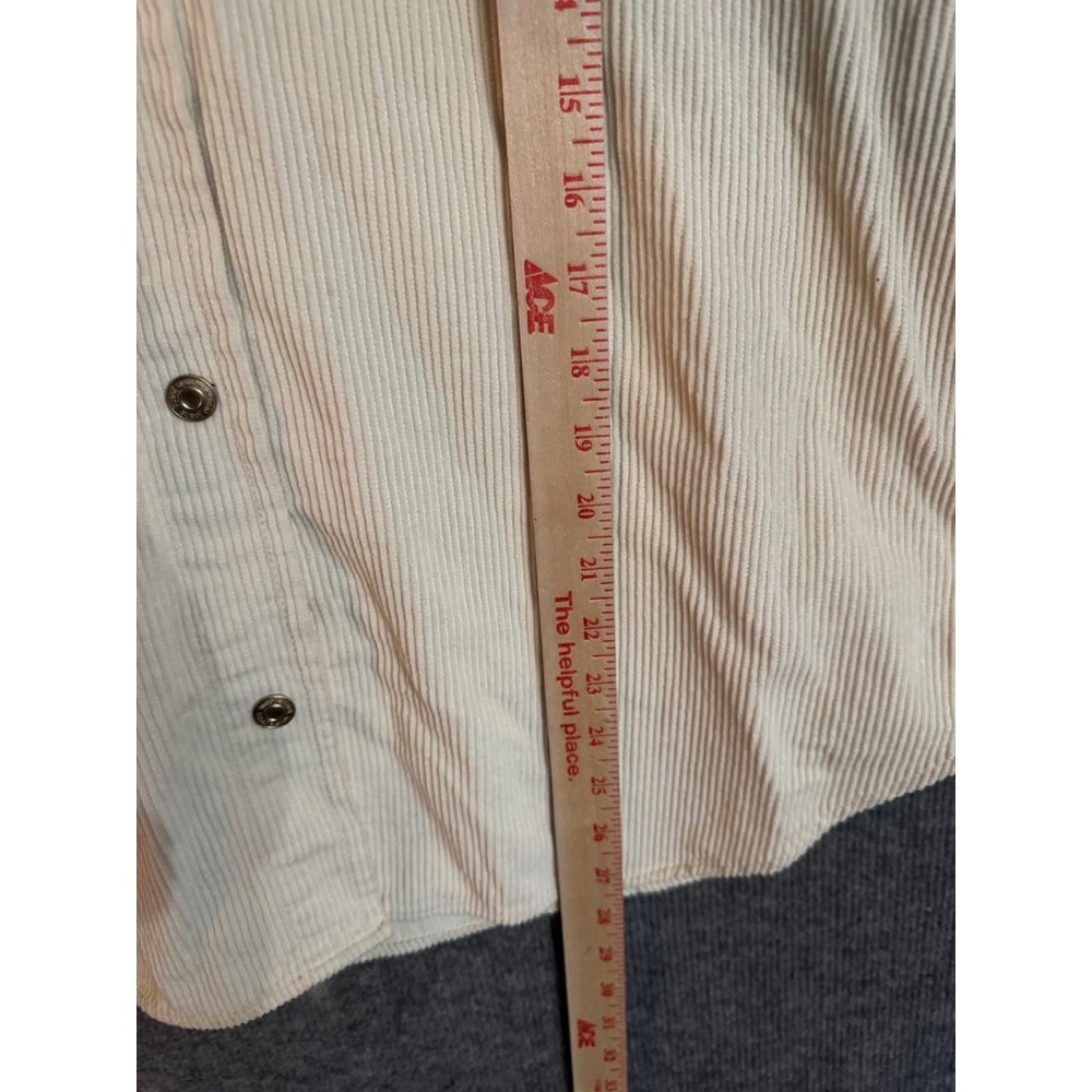 Kensie Jeans Cream Corduroy Button Down Shirt Womens Medium Off White Snap Front - Picture 7 of 8